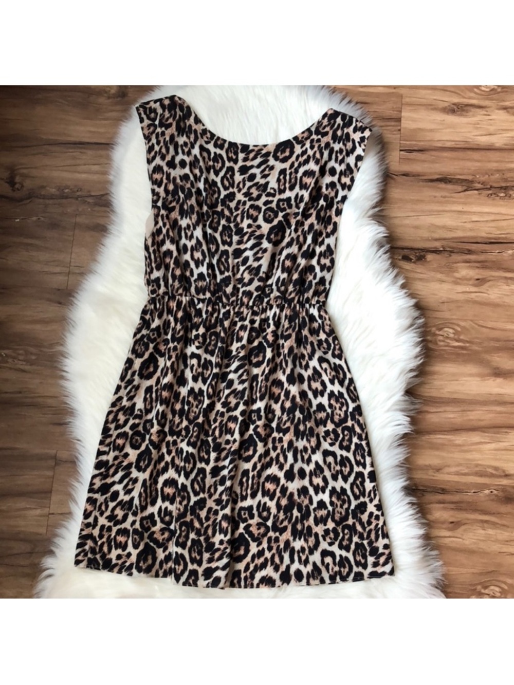 Alice + Olivia Leopard Print Mini Dress in Tan, Brown, Black